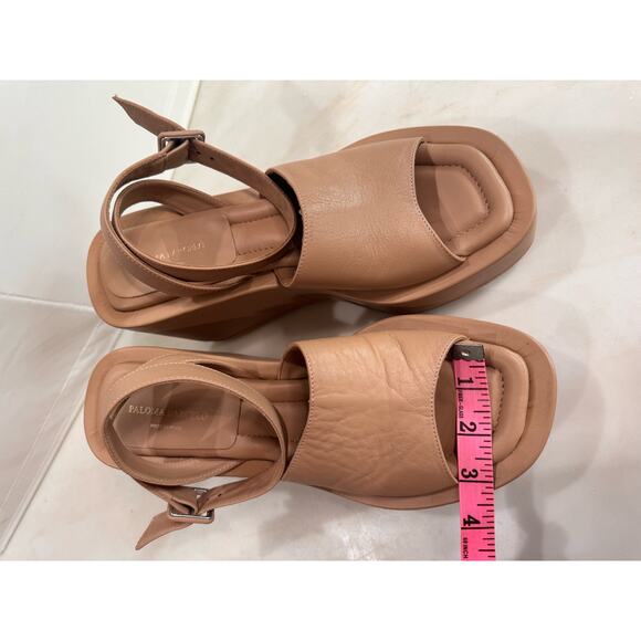 PALOMA BARCELÒ EMMY ANKLE STRAP WEDGE SANDAL IN NOCCIOLA tan size 40/ Us 10 - Picture 6 of 9